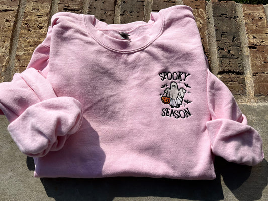 Spooky Season Pink Embroidered Sweatshirt