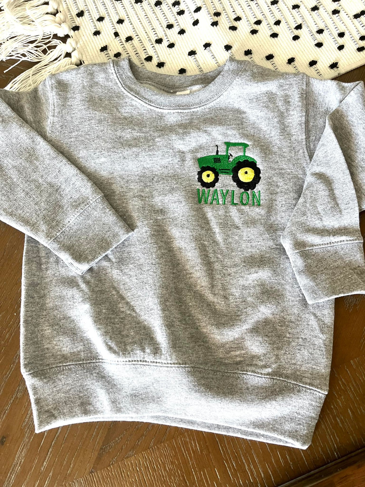 Embroidered tractor sweatshirt