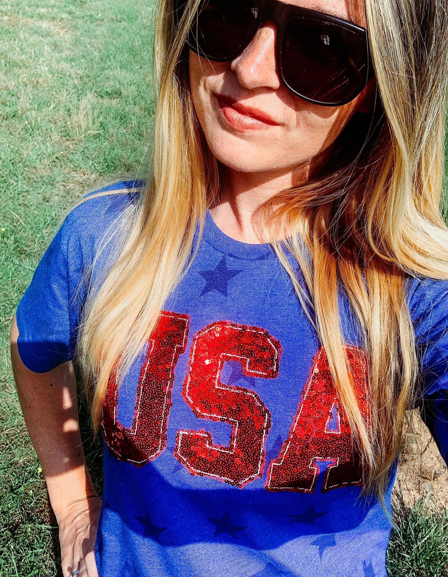 USA embroidered sequin shirt