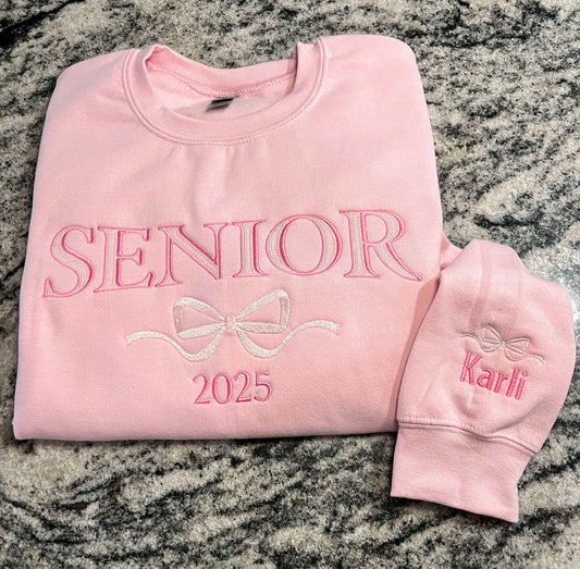 Senior 2025 bow sweatshirt