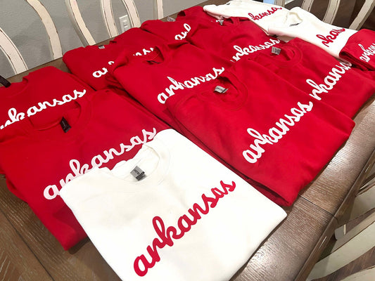 Arkansas Flocked Print Sweatshirt