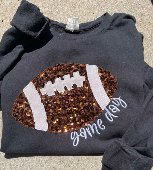 Embroidered Sequin Football Sweatshirt