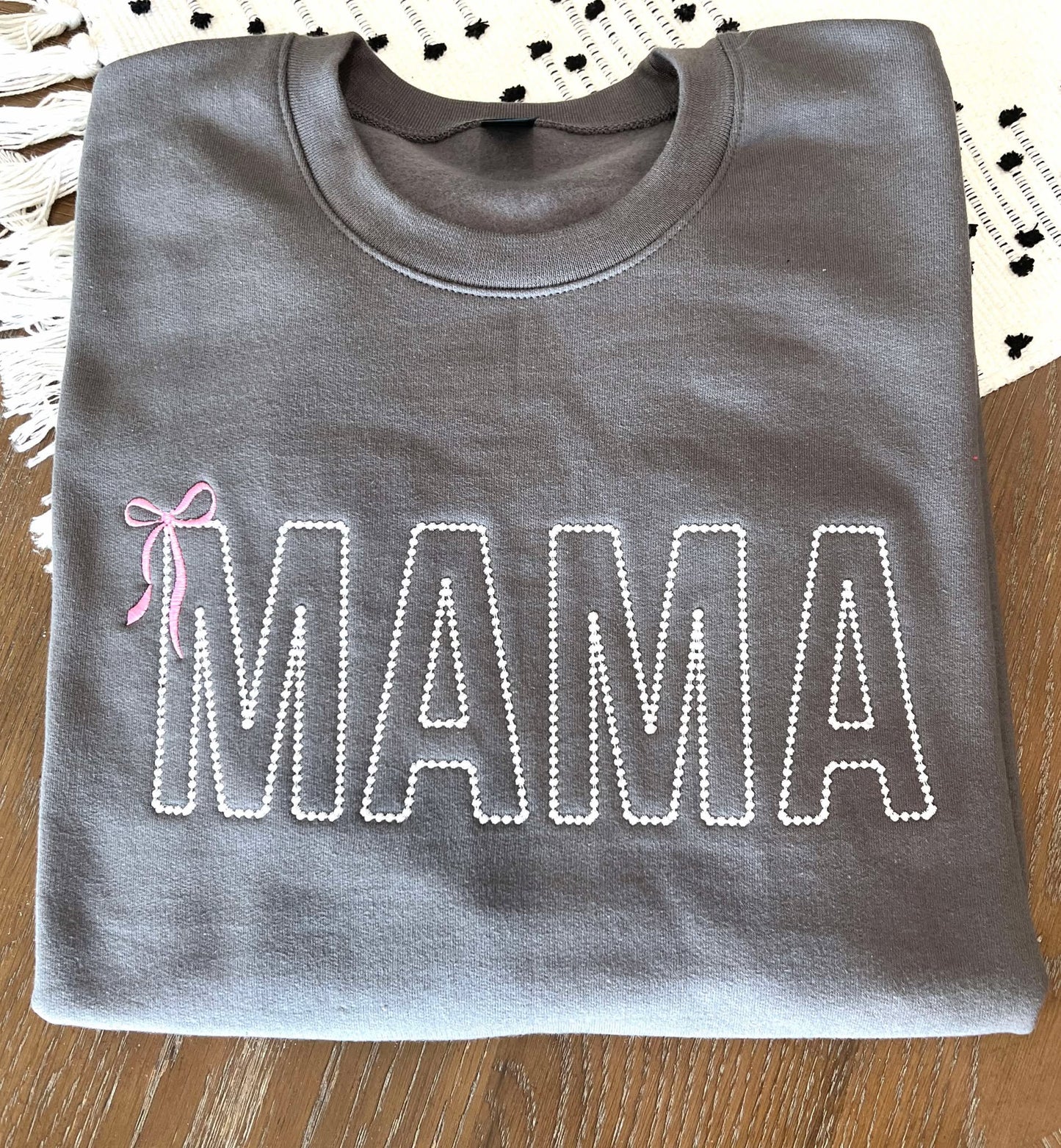 Mama with bow embroidered sweatshirt